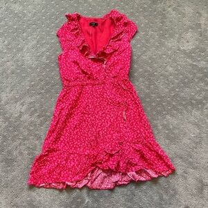 J. Crew Pink Floral Print Ruffle Trimmed Dress Size 0